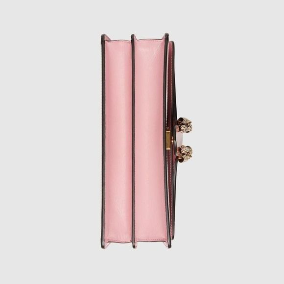 Gucci Horsebit Shoulder Bag Dark Red Pink Antique Gold Tiger Head Leather - Picture 6 of 6